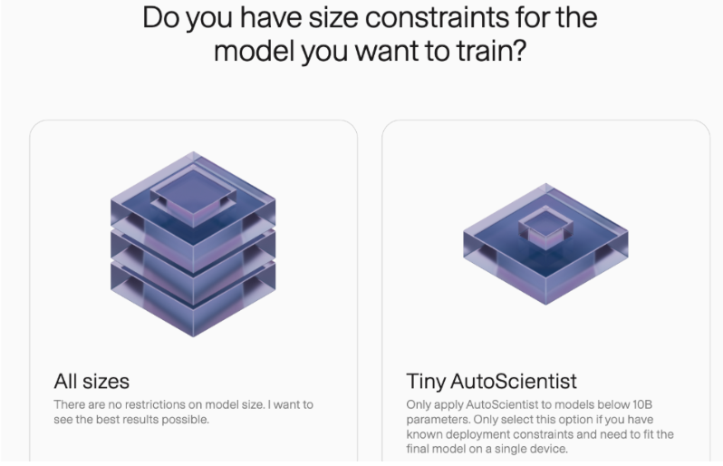 Choose an AutoScientist model-size range