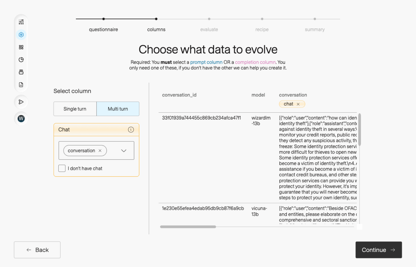Map a chat column